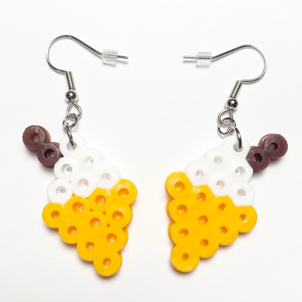 Perler Bead Handmade White/Orange Ice Cream Earrings. New